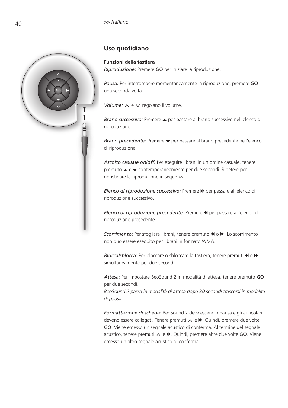 Uso quotidiano | Bang & Olufsen BeoSound 2 - User Guide User Manual | Page 40 / 48