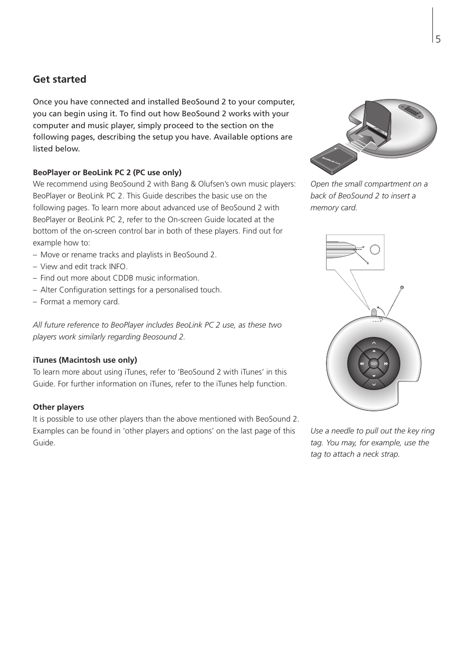 Get started, 5get started | Bang & Olufsen BeoSound 2 - User Guide User Manual | Page 5 / 48