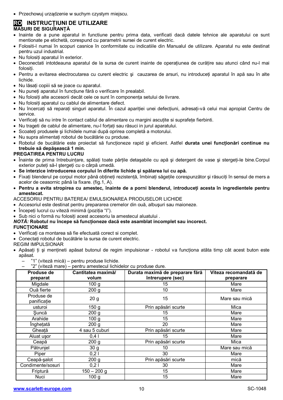 Scarlett SC-1048 User Manual | Page 10 / 22