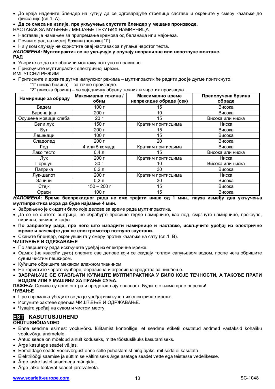 Scarlett SC-1048 User Manual | Page 13 / 22