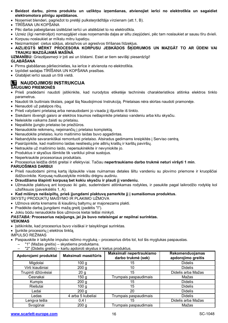 Scarlett SC-1048 User Manual | Page 16 / 22