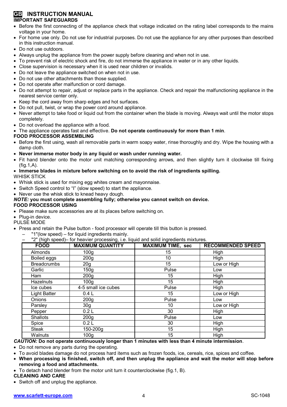 Scarlett SC-1048 User Manual | Page 4 / 22