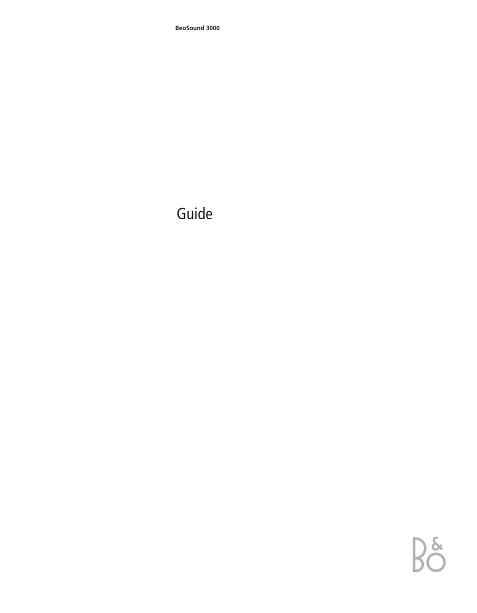 Bang & Olufsen BeoSound 3000 - User Guide User Manual | 12 pages
