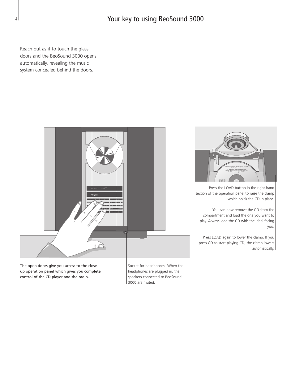 Your key to using beosound 3000 | Bang & Olufsen BeoSound 3000 - User Guide User Manual | Page 4 / 12