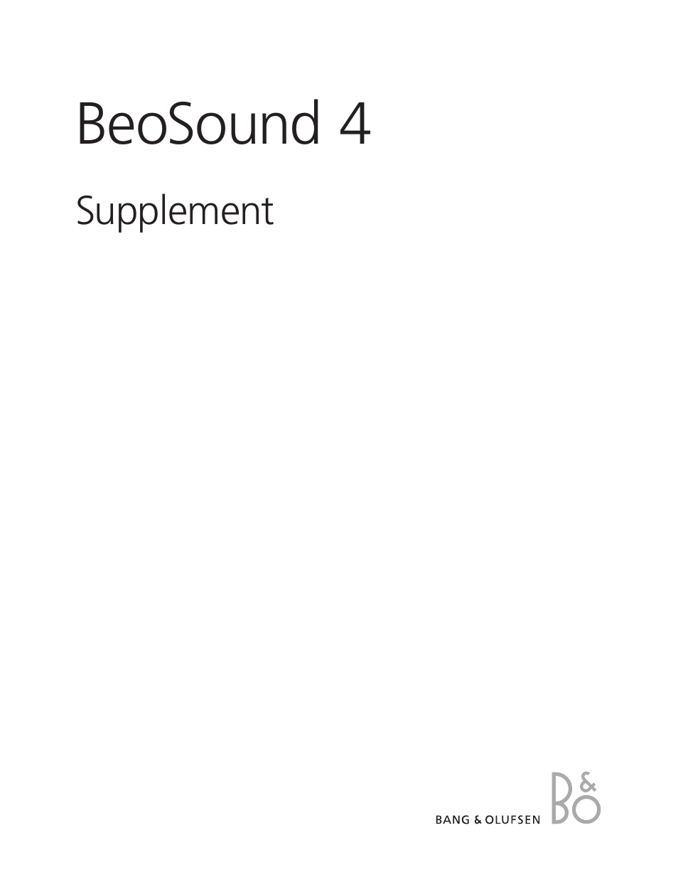 Bang & Olufsen BeoSound 4 - Supplement to User Guide User Manual | 6 pages