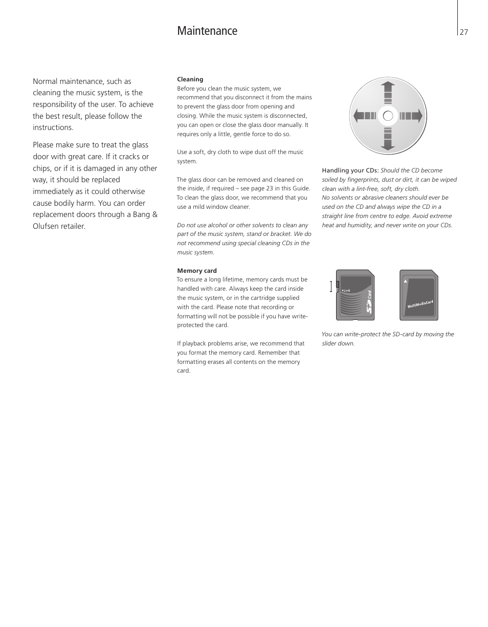 Maintenance | Bang & Olufsen BeoSound 4 - User Guide User Manual | Page 25 / 32