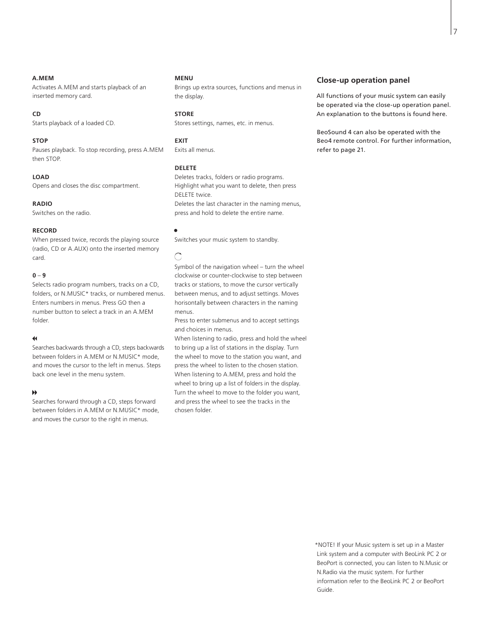 Close-up operation panel | Bang & Olufsen BeoSound 4 - User Guide User Manual | Page 5 / 32