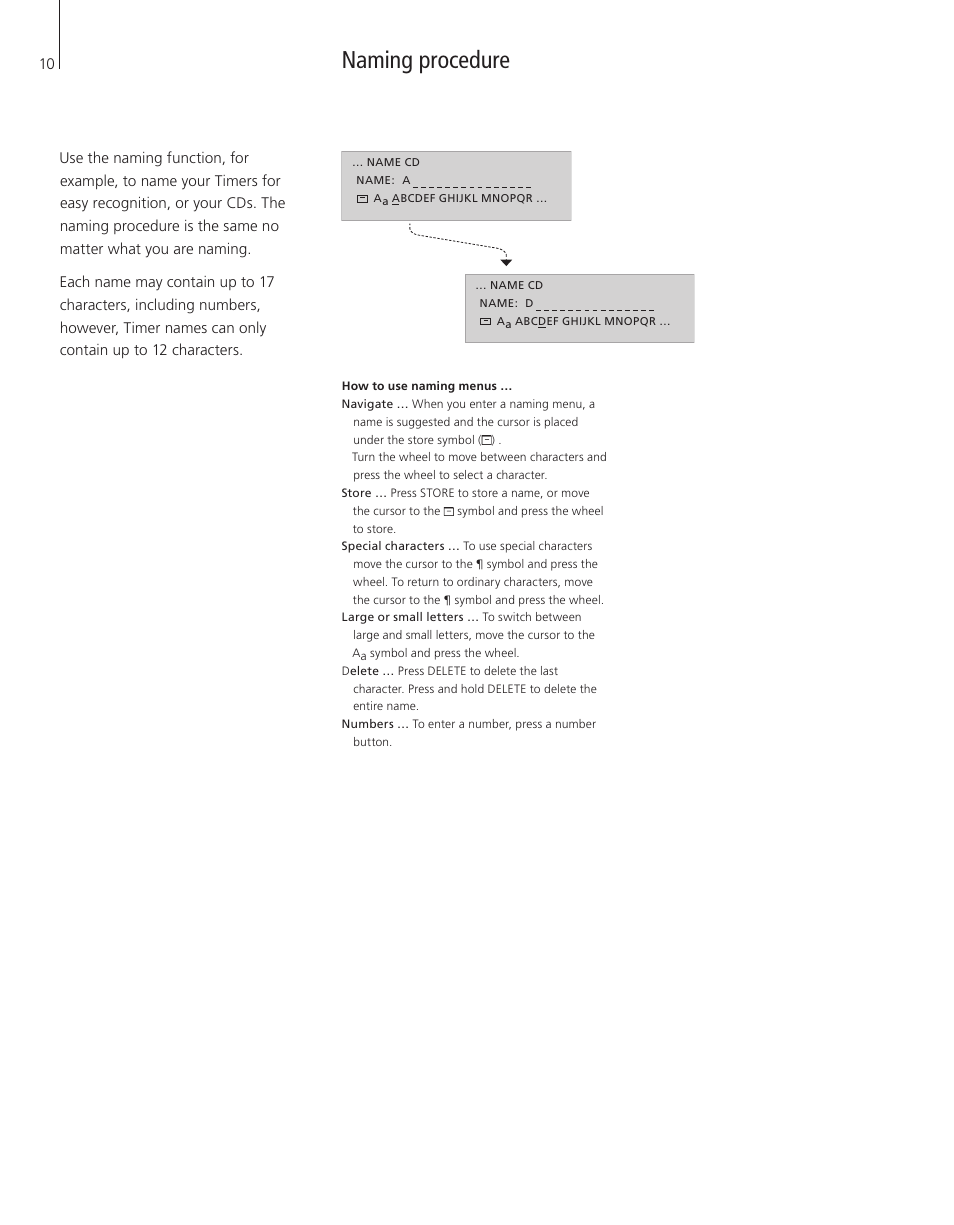 Naming procedure | Bang & Olufsen BeoSound 4 - User Guide User Manual | Page 8 / 32