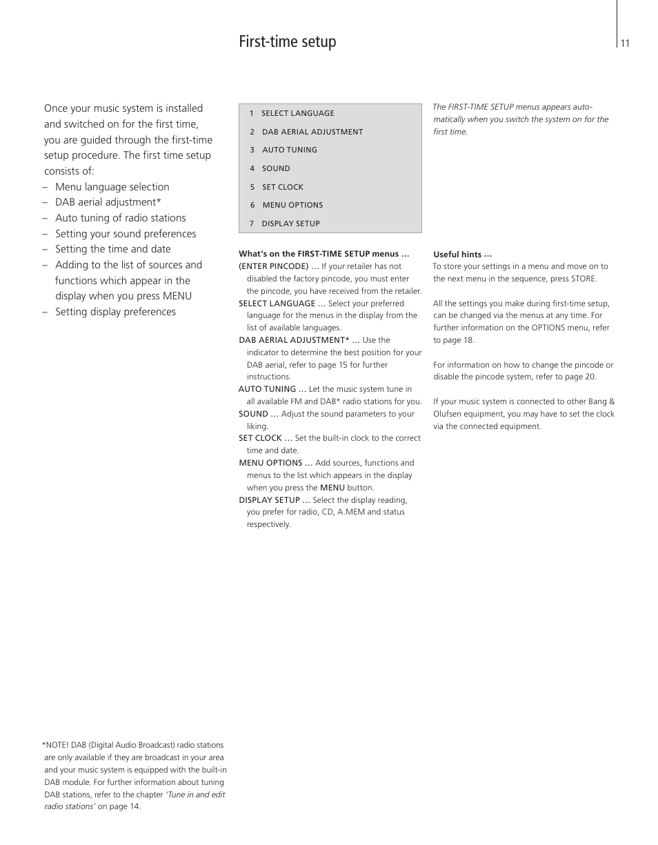 First-time setup | Bang & Olufsen BeoSound 4 - User Guide User Manual | Page 9 / 32