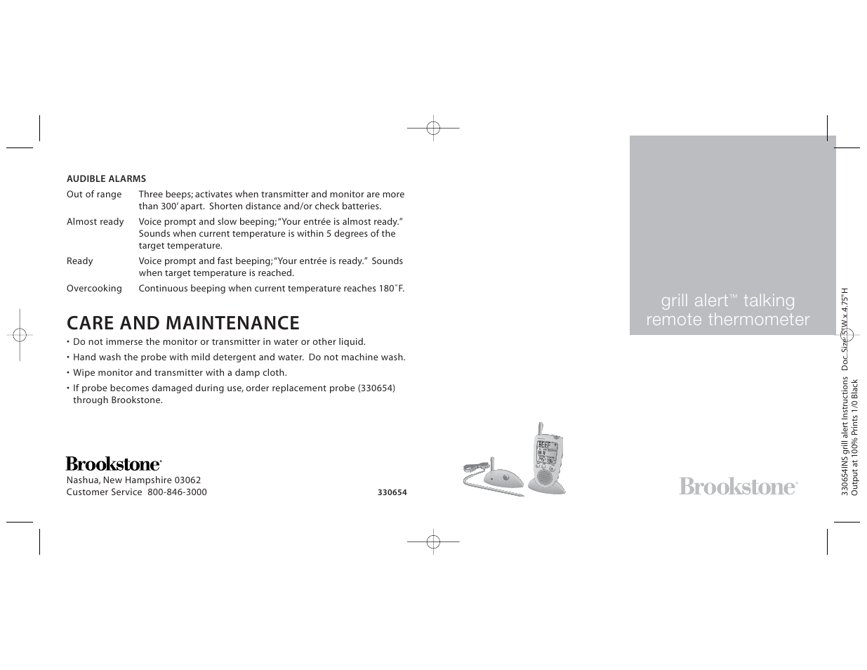 Brookstone Brookstone.grill alerttalkingremote thermometer 330654INS User Manual | 6 pages