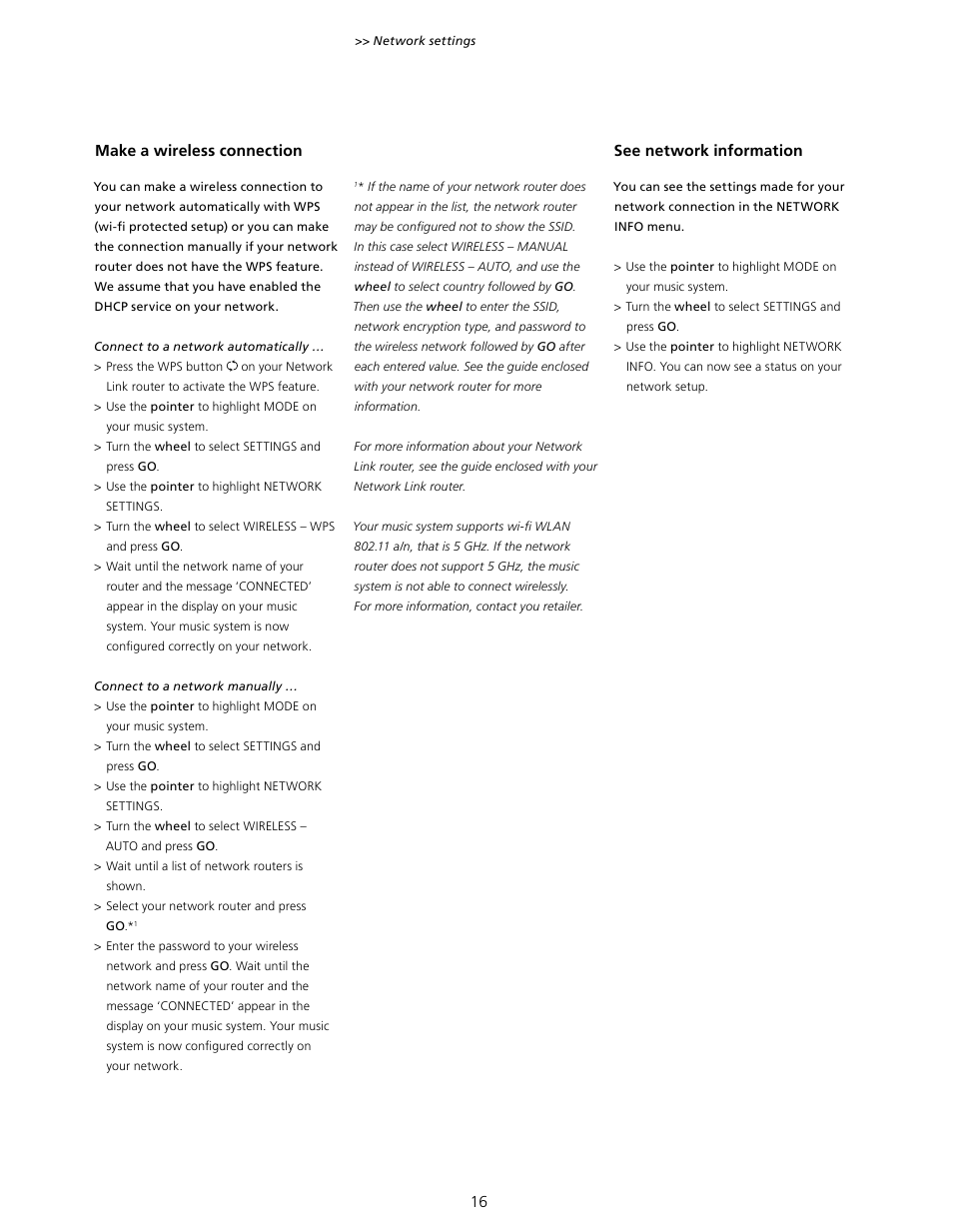 Network info | Bang & Olufsen BeoSound 5 Encore - User Guide User Manual | Page 16 / 25