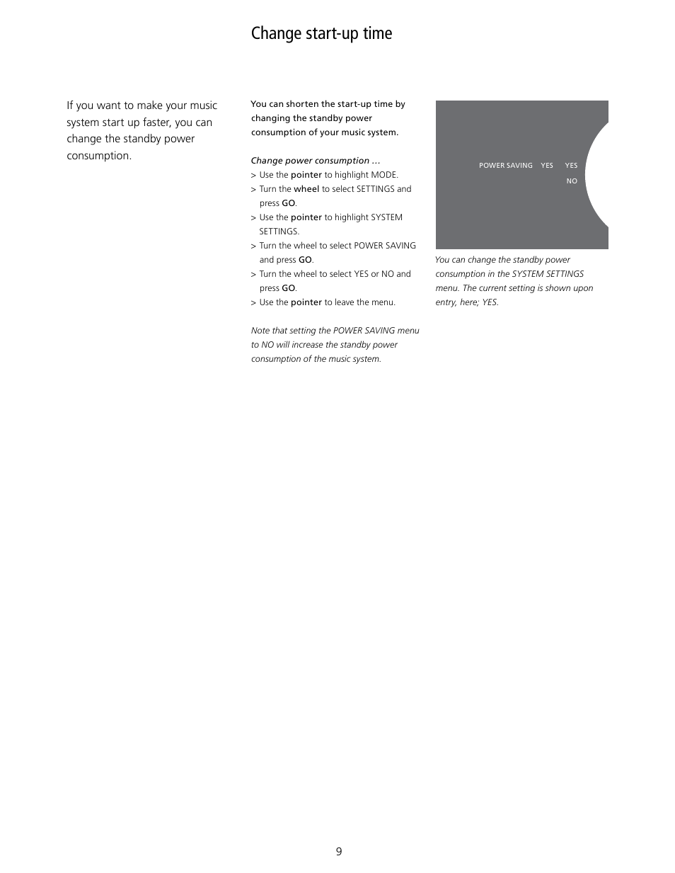 Change start-up time | Bang & Olufsen BeoSound 5 Encore - User Guide User Manual | Page 9 / 25