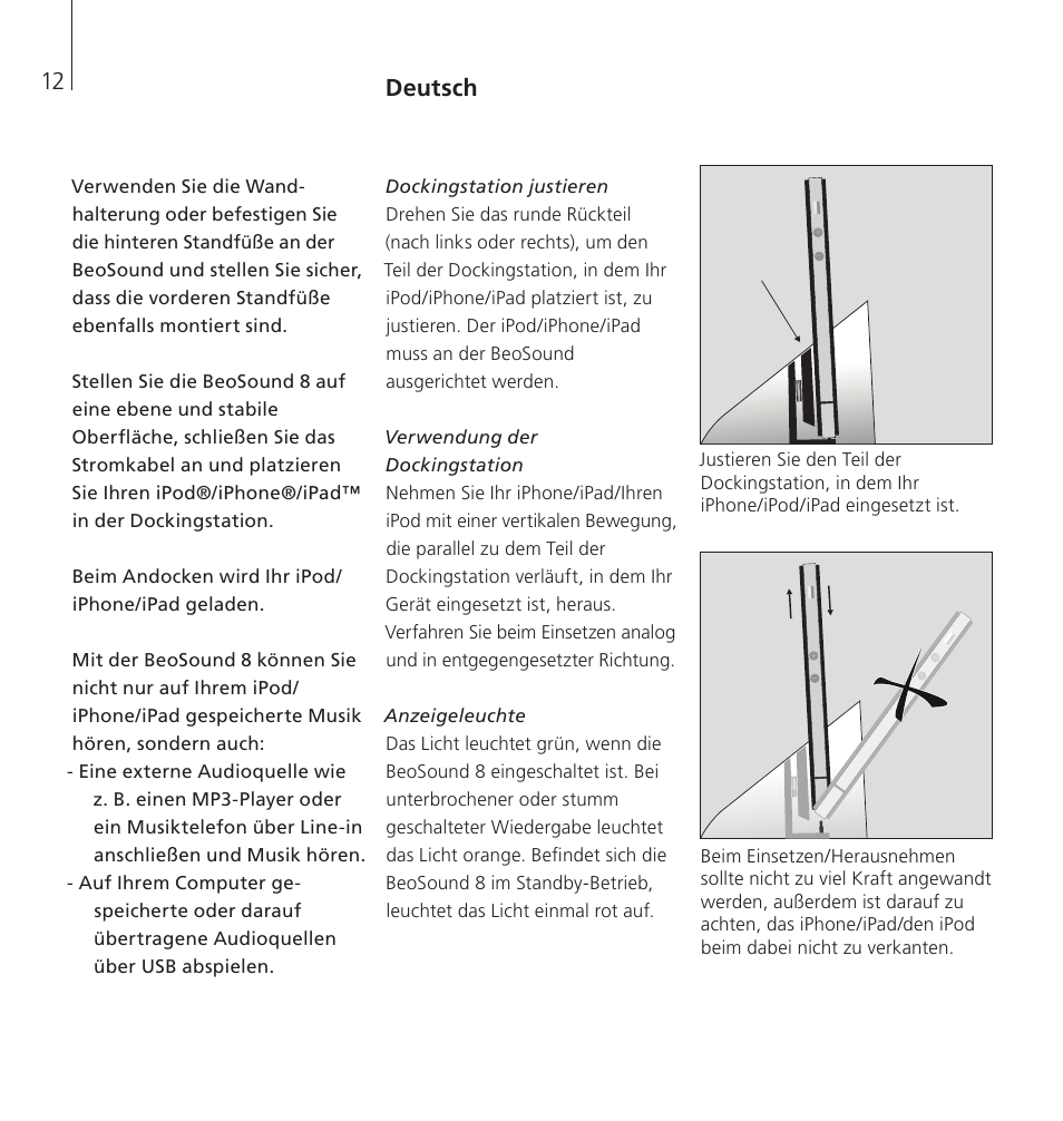 Deutsch | Bang & Olufsen BeoSound 8 - User Guide User Manual | Page 12 / 76