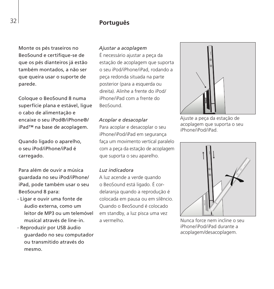 Português | Bang & Olufsen BeoSound 8 - User Guide User Manual | Page 32 / 76