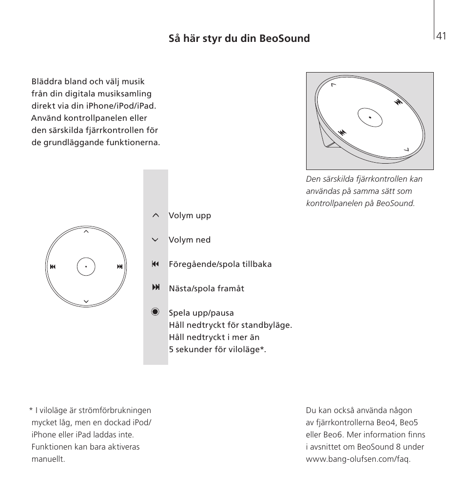 Så här styr du din beosound | Bang & Olufsen BeoSound 8 - User Guide User Manual | Page 41 / 76