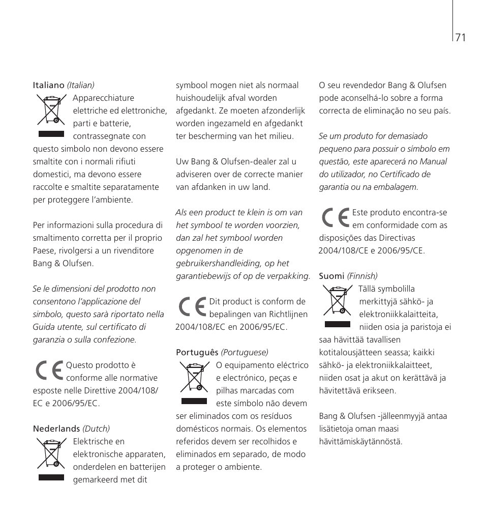 Bang & Olufsen BeoSound 8 - User Guide User Manual | Page 71 / 76