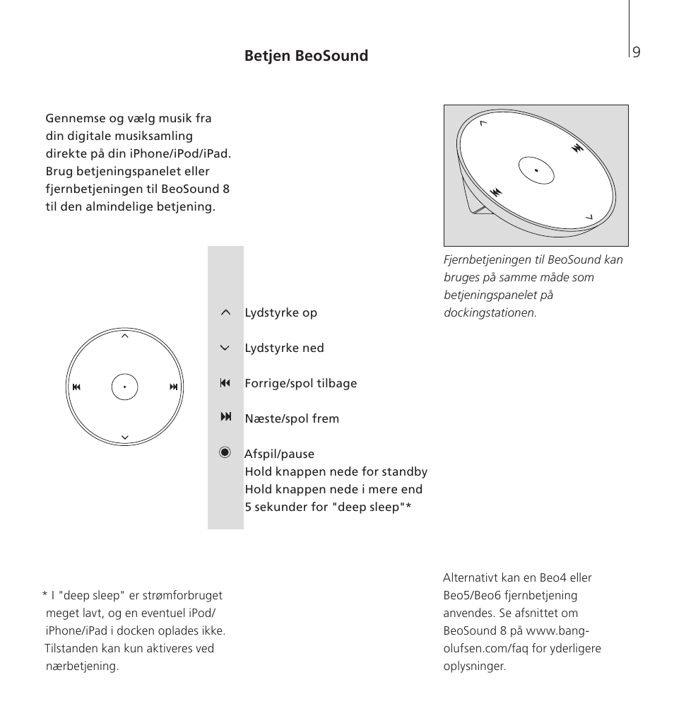 Betjen beosound | Bang & Olufsen BeoSound 8 - User Guide User Manual | Page 9 / 76