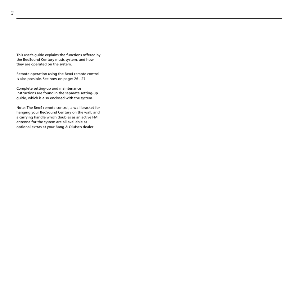 Bang & Olufsen BeoSound Century - User Guide User Manual | Page 2 / 29