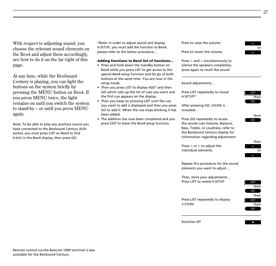 Bang & Olufsen BeoSound Century - User Guide User Manual | Page 27 / 29