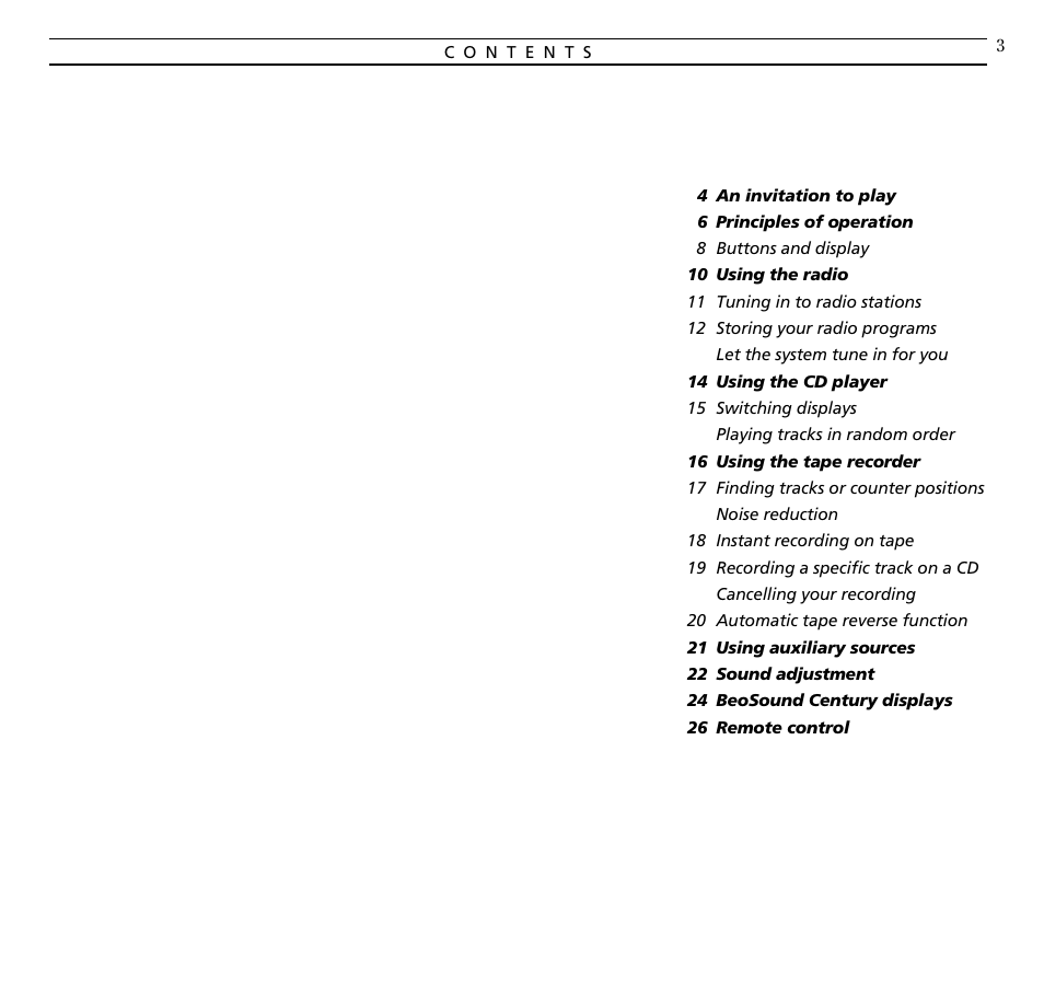 Bang & Olufsen BeoSound Century - User Guide User Manual | Page 3 / 29
