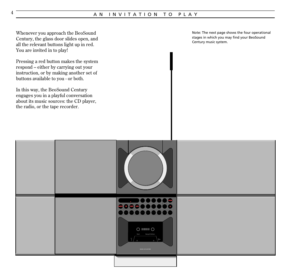 An invitation to play | Bang & Olufsen BeoSound Century - User Guide User Manual | Page 4 / 29