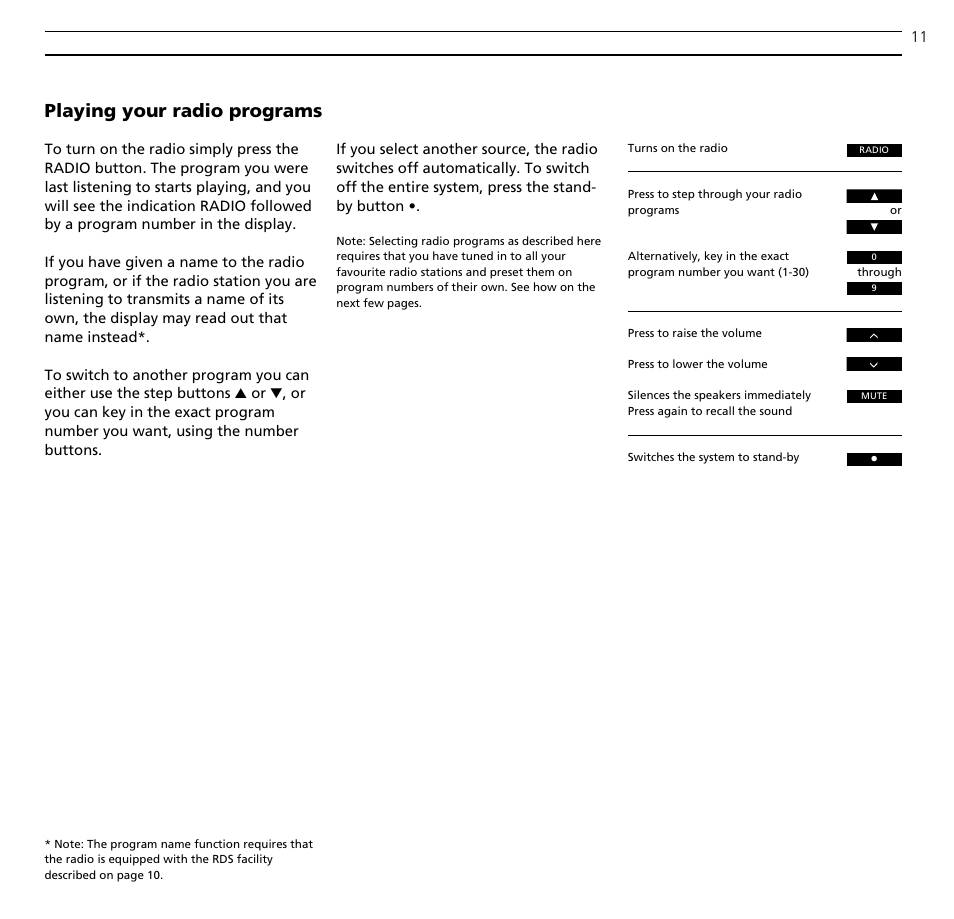 Playing your radio programs | Bang & Olufsen BeoSound Ouverture - User Guide User Manual | Page 11 / 44