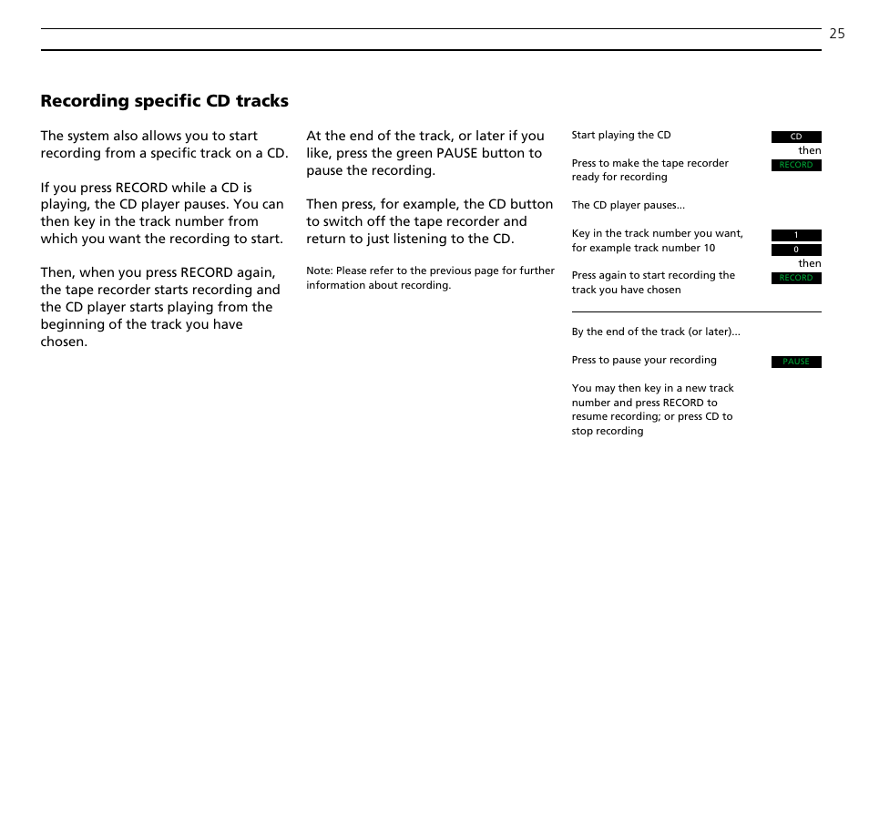 Recording specific cd tracks | Bang & Olufsen BeoSound Ouverture - User Guide User Manual | Page 25 / 44