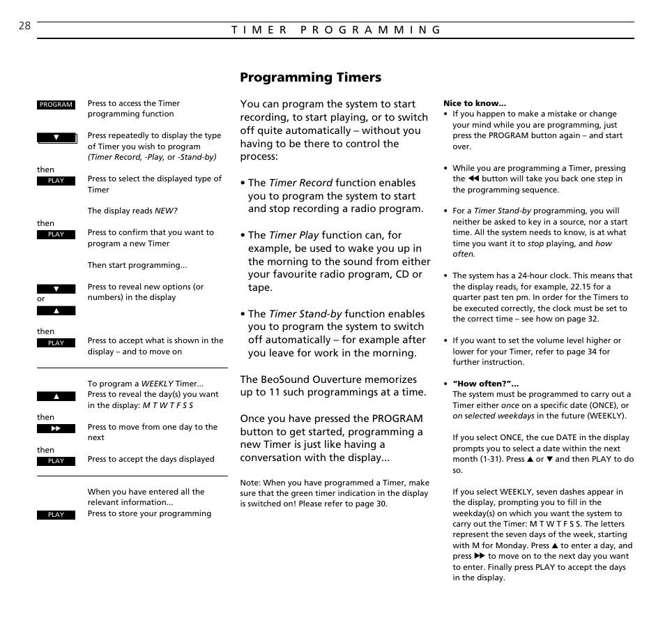 Programming timers | Bang & Olufsen BeoSound Ouverture - User Guide User Manual | Page 28 / 44