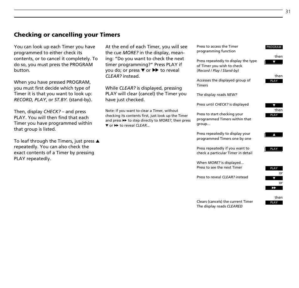 Checking or cancelling your timers | Bang & Olufsen BeoSound Ouverture - User Guide User Manual | Page 31 / 44