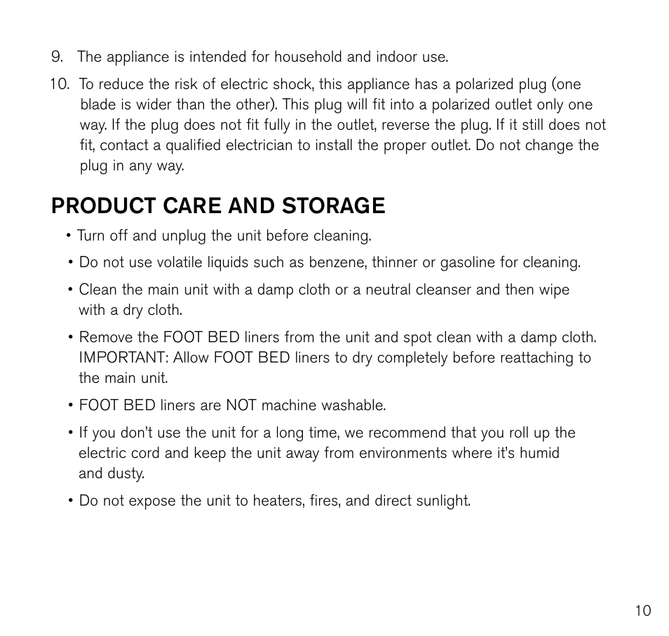 Product care and storage | Brookstone Pedicure Spa User Manual | Page 11 / 16