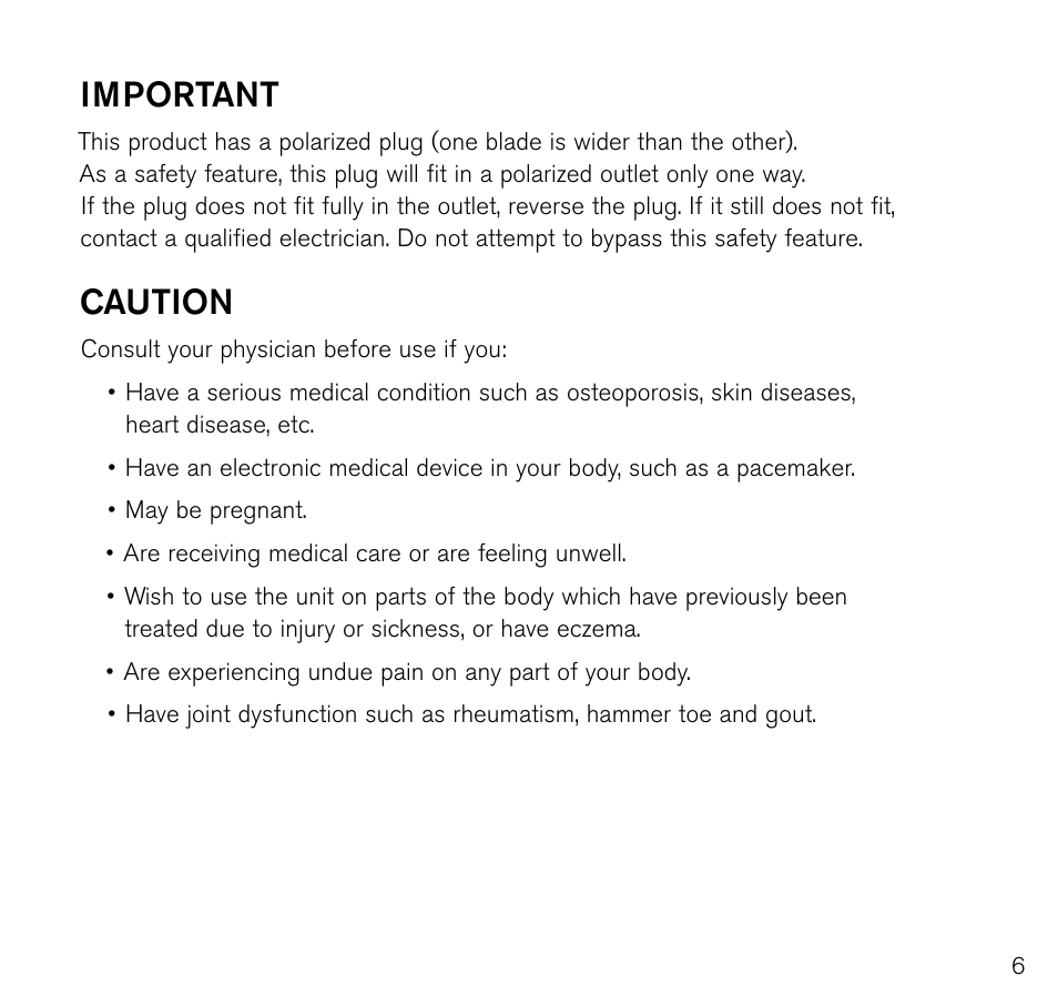 Important, Caution | Brookstone Pedicure Spa User Manual | Page 7 / 16