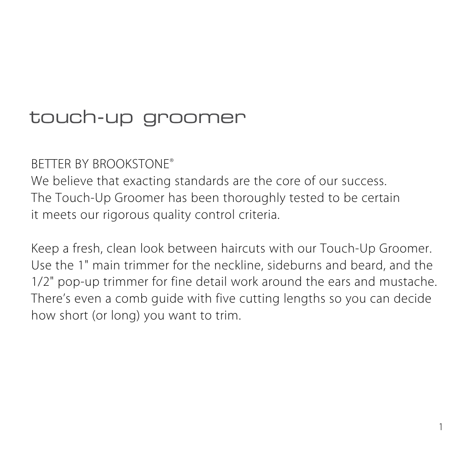 Touch-up groomer | Brookstone Electric Shaver User Manual | Page 3 / 15