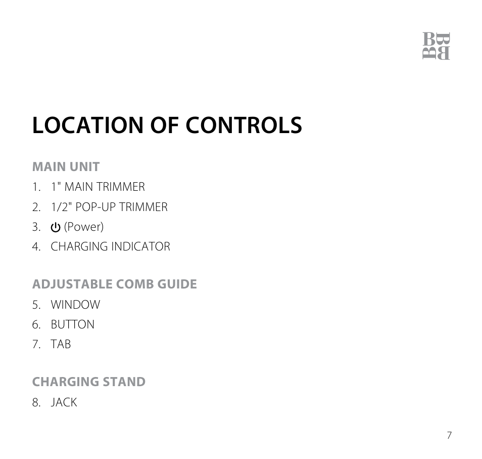 Location of controls | Brookstone Electric Shaver User Manual | Page 9 / 15