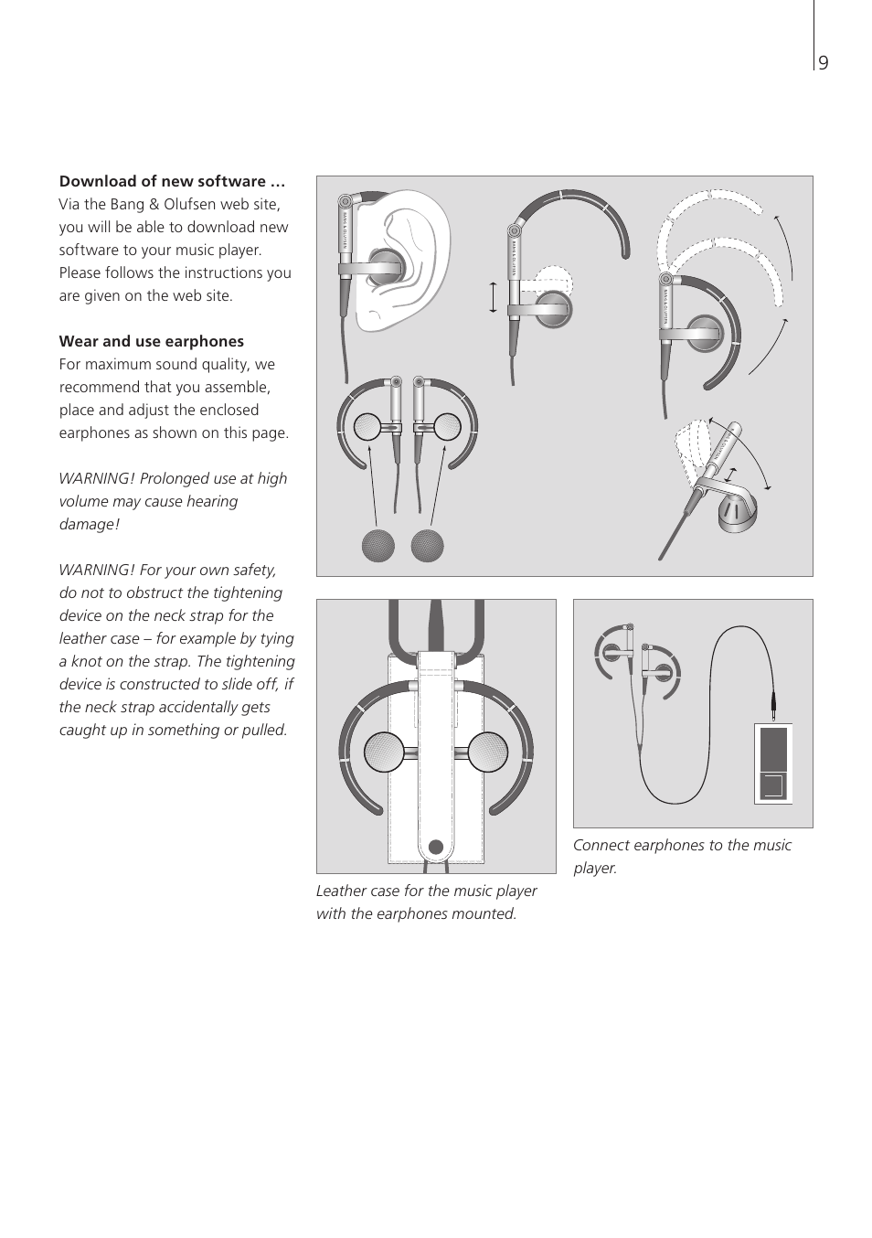 Download of new software, Wear and use earphones | Bang & Olufsen BeoSound 6 - User Guide User Manual | Page 9 / 12