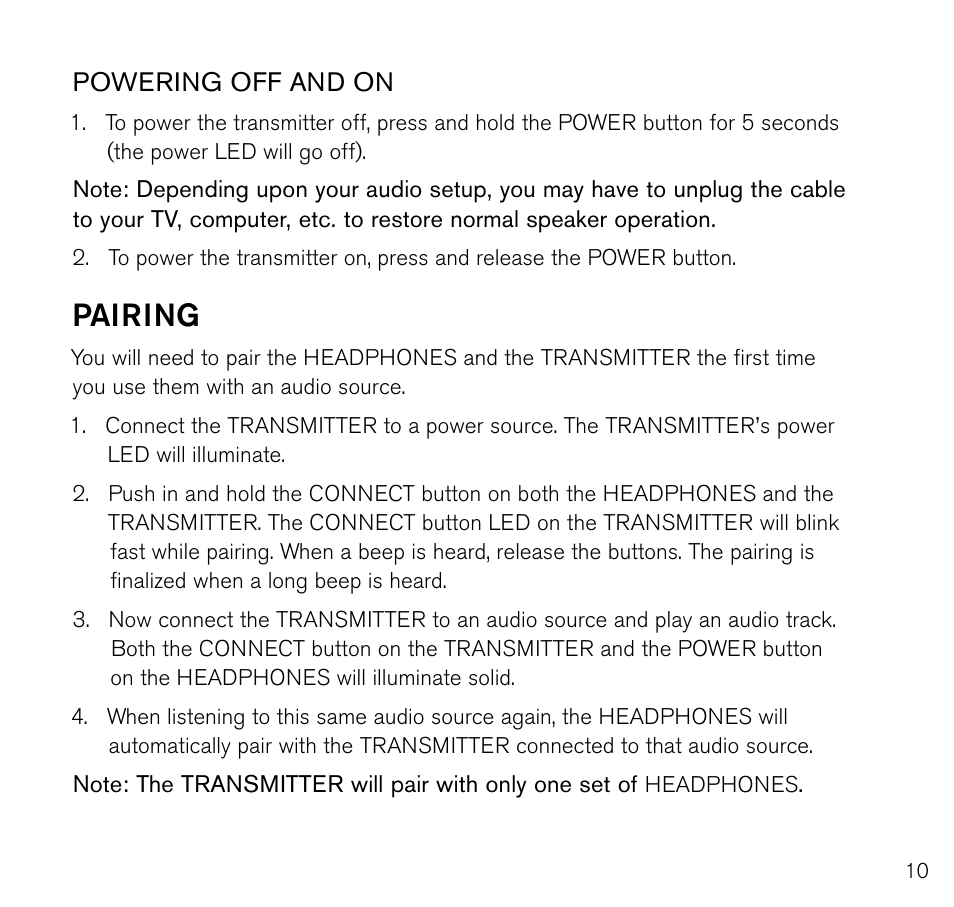 Pairing | Brookstone 683417 User Manual | Page 11 / 20