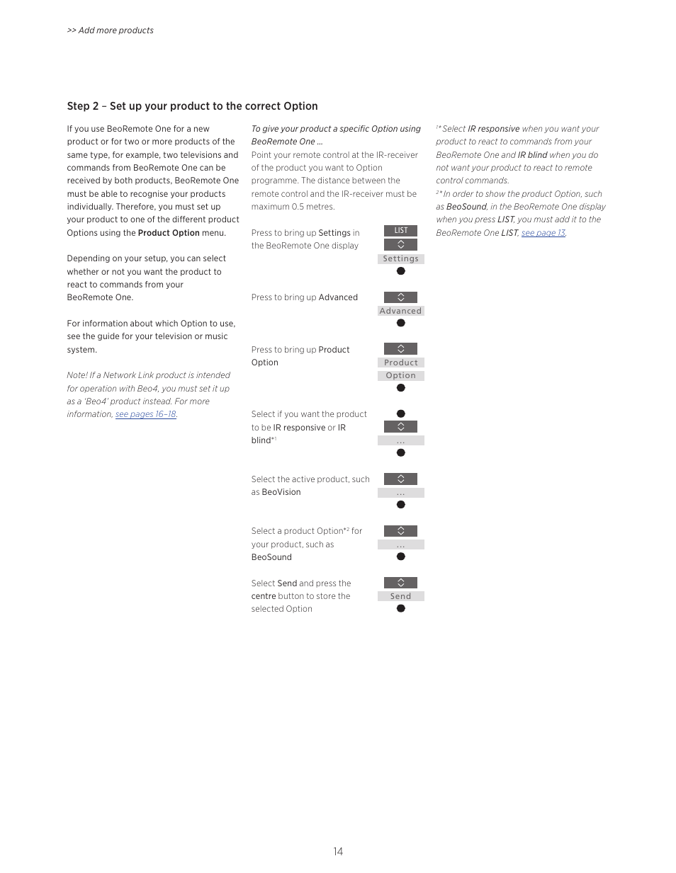 Step 2 – set up your product to the correct option | Bang & Olufsen BeoRemote One - User Guide User Manual | Page 14 / 24