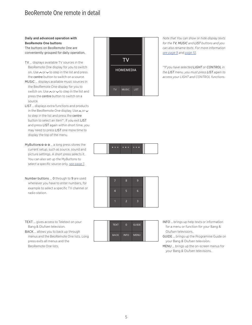 Beoremote one remote in detail, Beoremote one in detail, 5 | Bang & Olufsen BeoRemote One - User Guide User Manual | Page 5 / 24