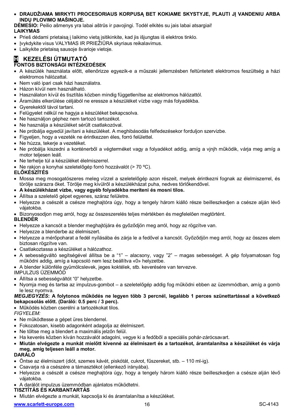 Scarlett SC-4143 User Manual | Page 16 / 20