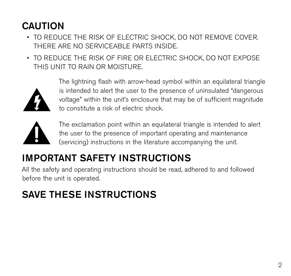 Caution, Important safety instructions, Save these instructions | Brookstone Off the Hook Bluetooth Handset 678235 Red User Manual | Page 3 / 12