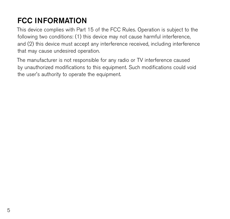 Fcc information | Brookstone Off the Hook Bluetooth Handset 678235 Red User Manual | Page 6 / 12