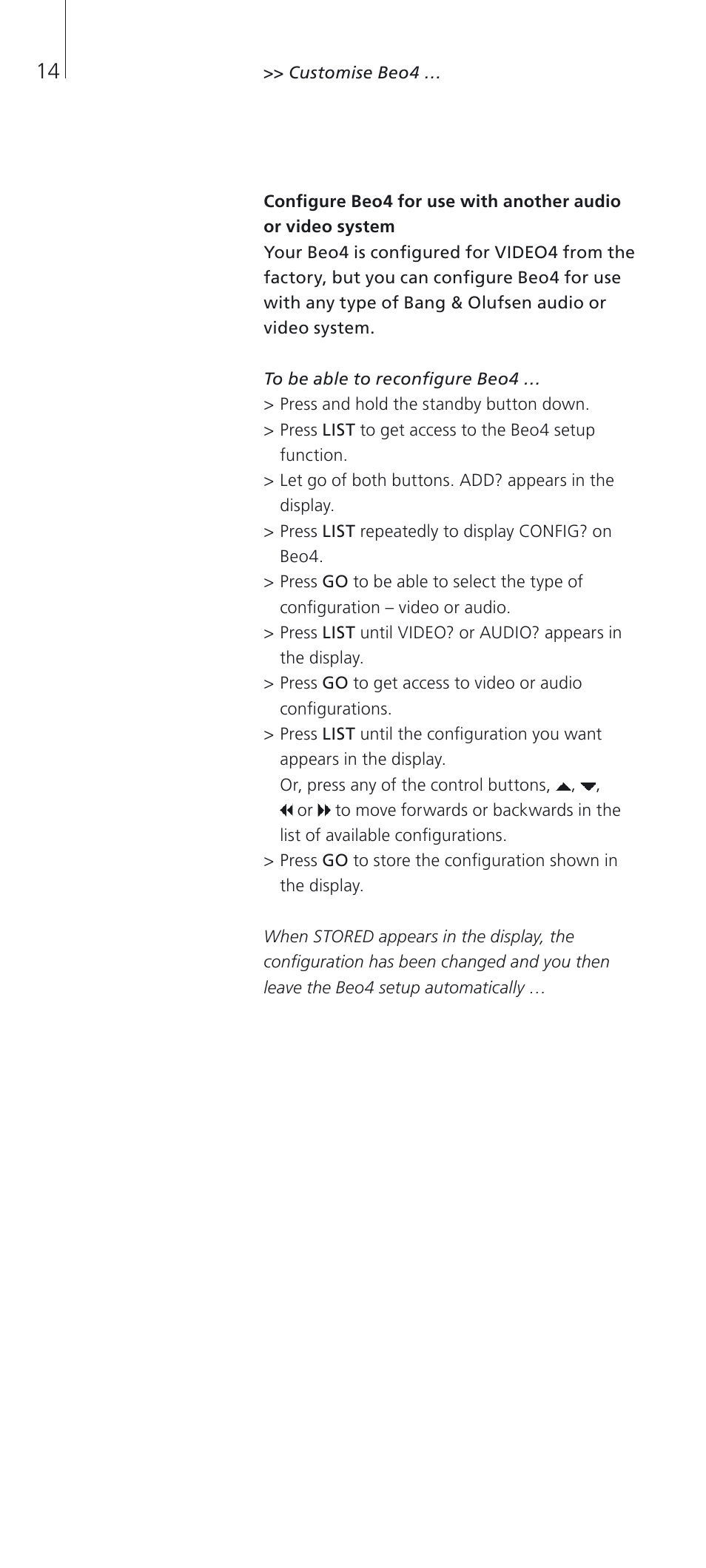 Bang & Olufsen Beo4 (w/o navigation button) - User Guide User Manual | Page 14 / 20