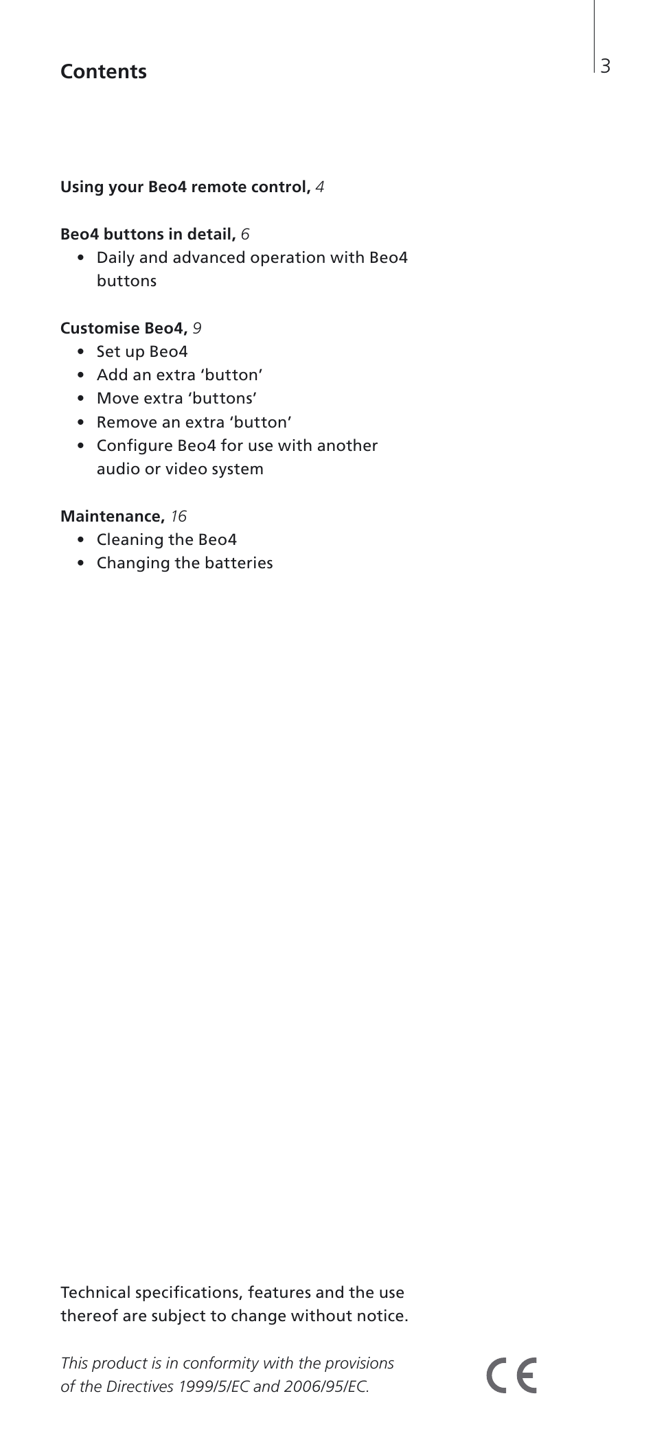 Bang & Olufsen Beo4 (w/o navigation button) - User Guide User Manual | Page 3 / 20