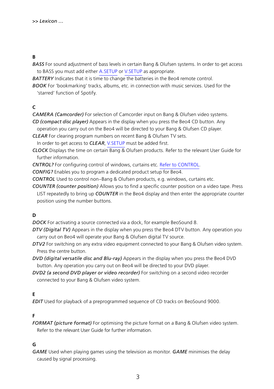 Refer to bass for further, Information | Bang & Olufsen Beo4 (w/ navigation button) - Lexicon User Manual | Page 3 / 8