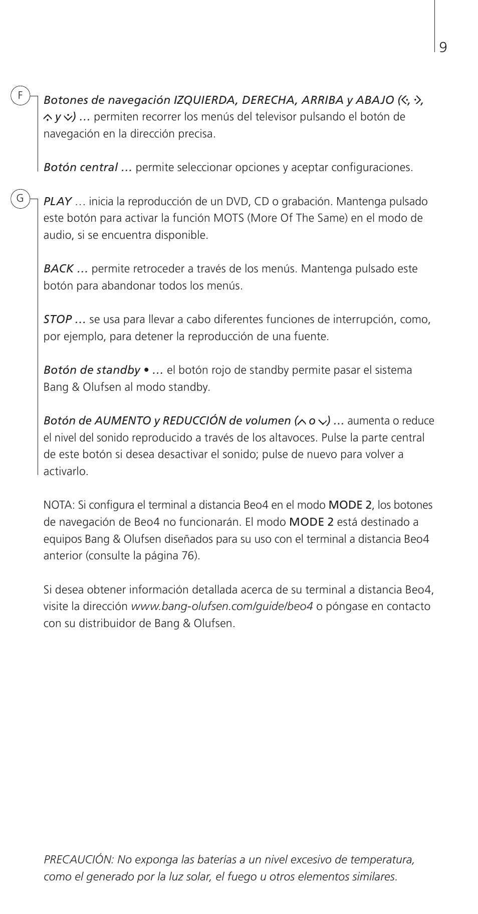 Bang & Olufsen Beo4 (w/ navigation button) - Getting Started User Manual | Page 11 / 80