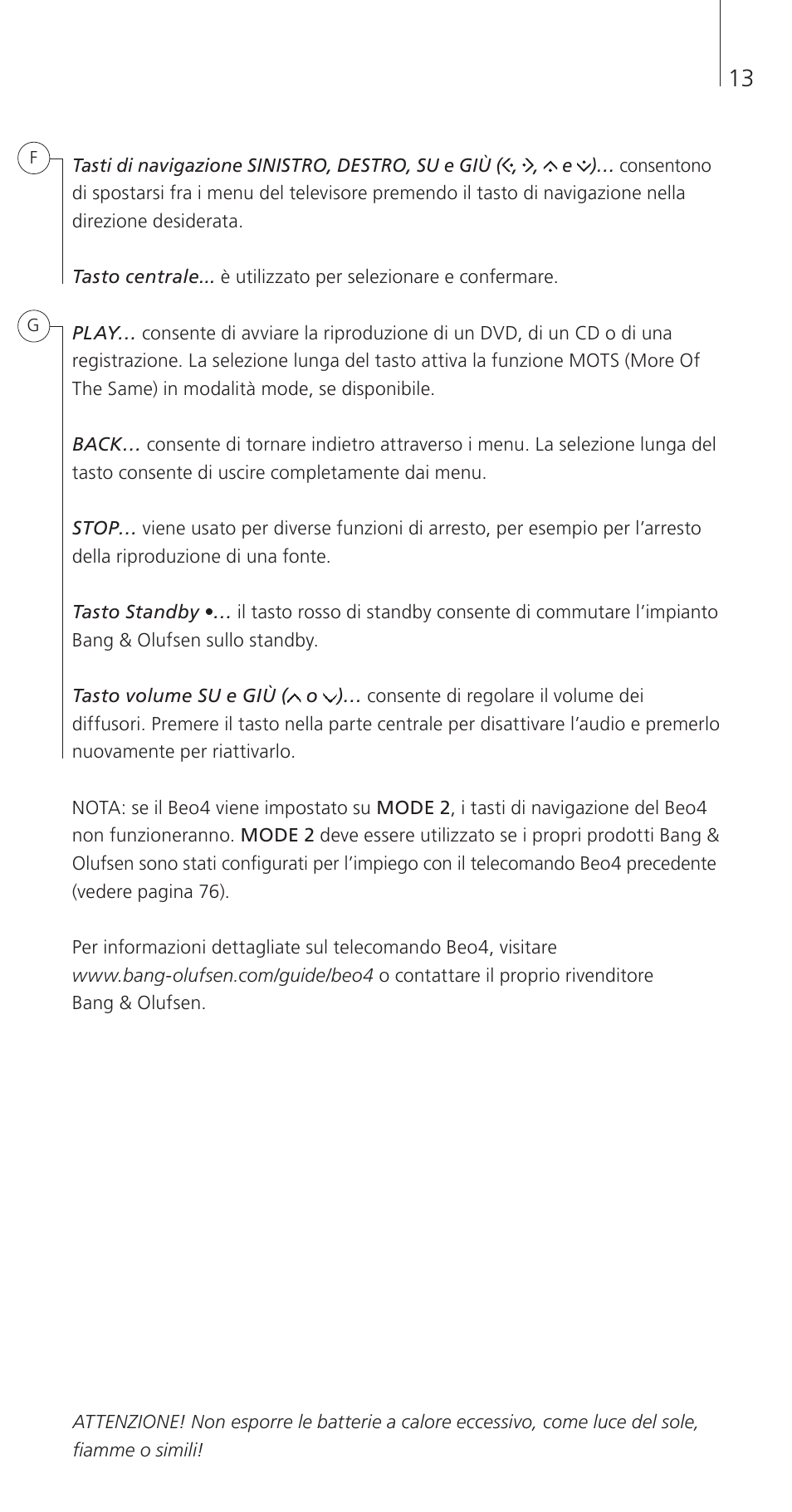 Bang & Olufsen Beo4 (w/ navigation button) - Getting Started User Manual | Page 15 / 80
