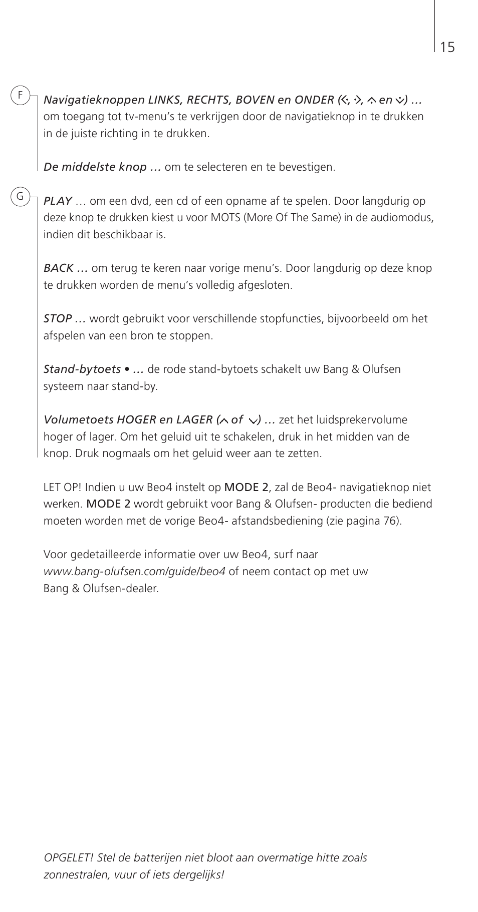 Bang & Olufsen Beo4 (w/ navigation button) - Getting Started User Manual | Page 17 / 80