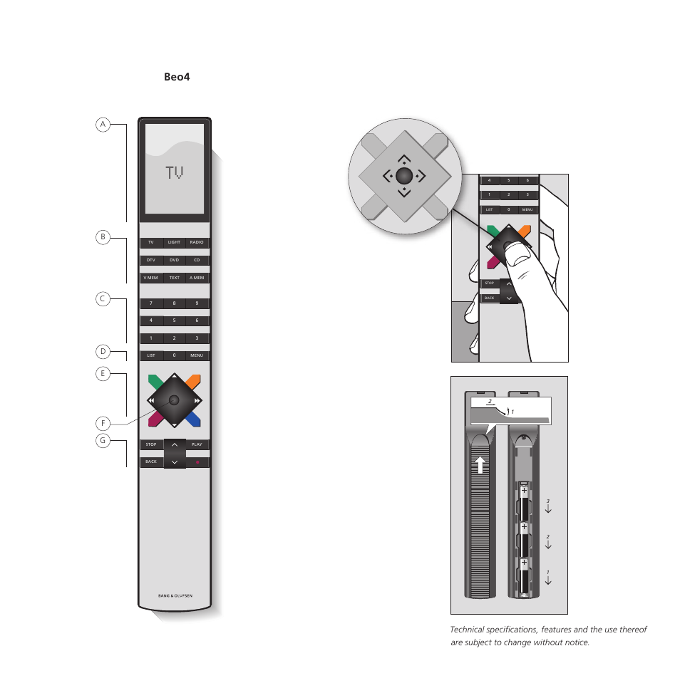 Beo4 | Bang & Olufsen Beo4 (w/ navigation button) - Getting Started User Manual | Page 2 / 80