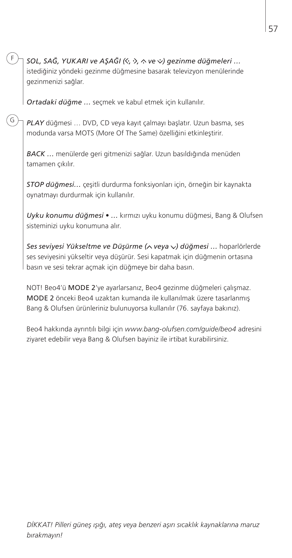 Bang & Olufsen Beo4 (w/ navigation button) - Getting Started User Manual | Page 59 / 80