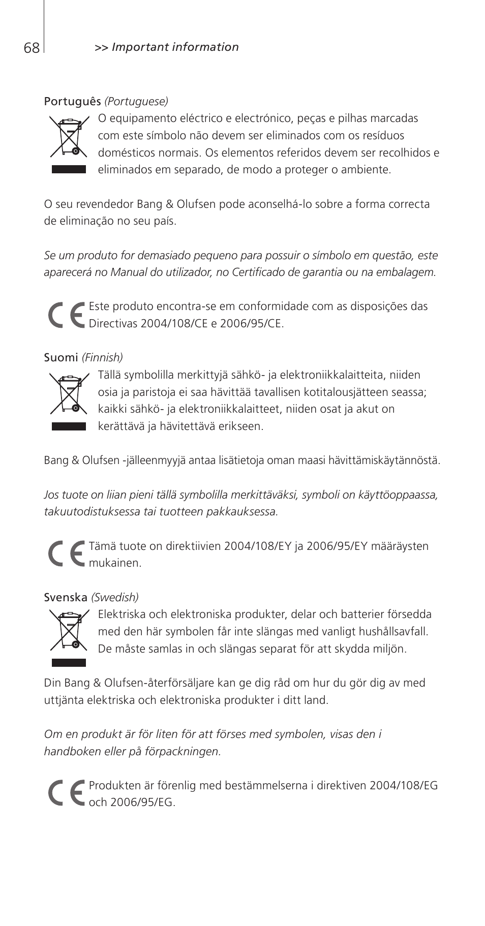 Bang & Olufsen Beo4 (w/ navigation button) - Getting Started User Manual | Page 70 / 80