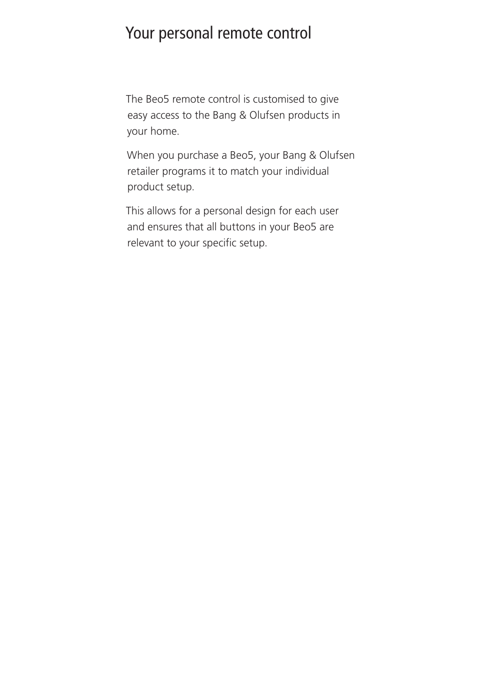 Your personal remote control | Bang & Olufsen Beo5 - User Guide User Manual | Page 3 / 24